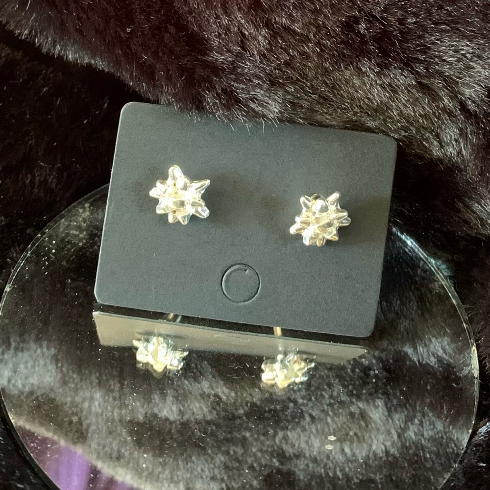 Bow on Top Silver-Tone Earrings